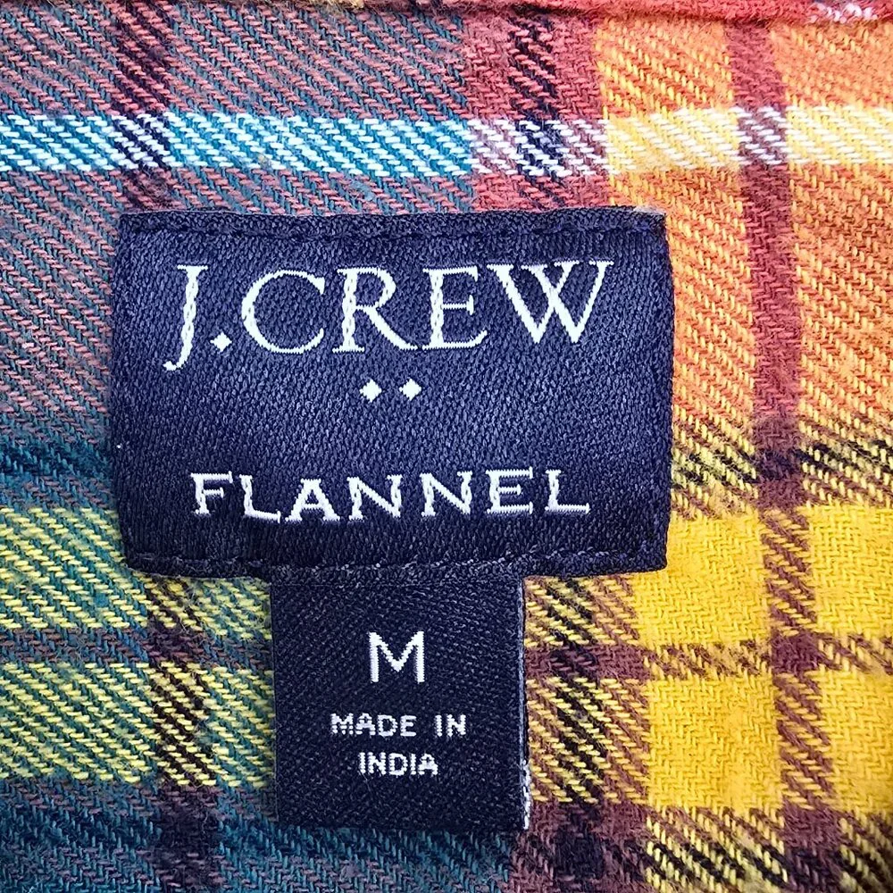 J Crew Mens Medium Button Down Shirt Flannel Plaid Pocket Long Sleeve Reimagined
